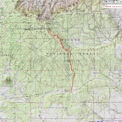 Map - AZT - from the Moqui Stage Stop to Grandview Lookout, 18 miles, Passage 36