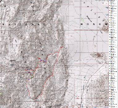 Map - Death Valley:  Cottonwood - Dead Horse - Marble loop (37 miles, ERM of 57)
