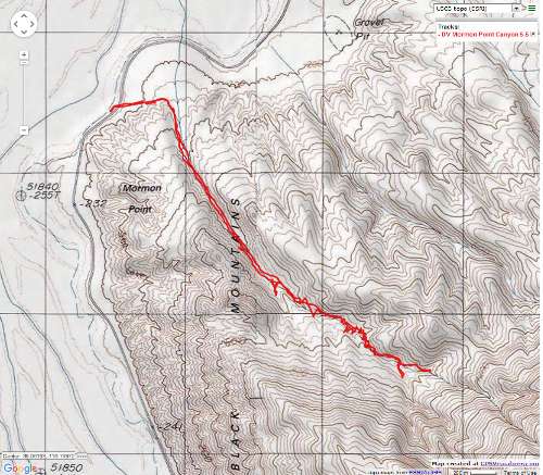 Map - CA death valley hike mormon point canyon from badwater rd, 5.5 miles