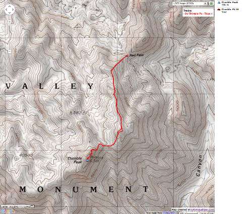 Map - CA death valley hike thimble peak from titus canyon, 3.8 miles