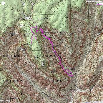 Map - GC North Rim, CG to Roaring Springs; 13 miles; ERM = 25