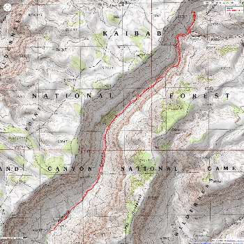 Map - Kanab Wilderness, Ranger 41, Jumpup Cabin to Esplanade (10 miles; ERM = 15)