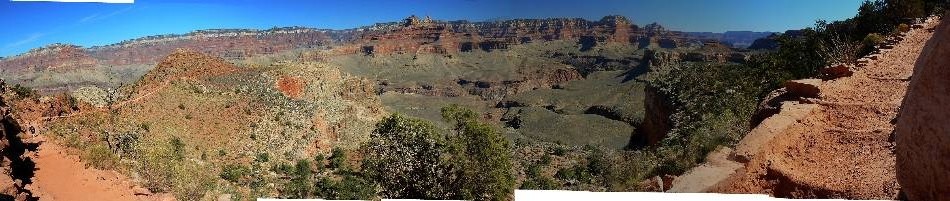 pano from the South Kaibab Trail, approaching Skeleton Point - scroll L-R to view it 
all (4245 x 900 pixels, 960kb)