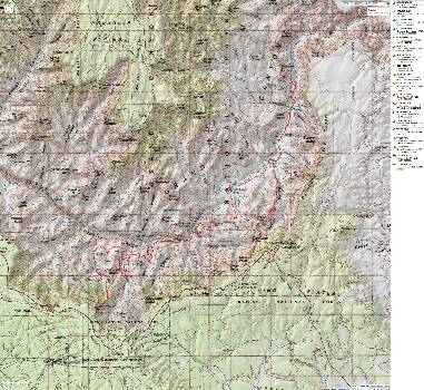 Map - GC: Tanner - Beamer - Esacalante - Tonto - Grandview; 2011; 52 miles