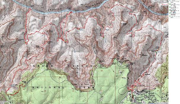 Map - GC: Hermit to Indian Garden, out BA; 2012; 34 miles