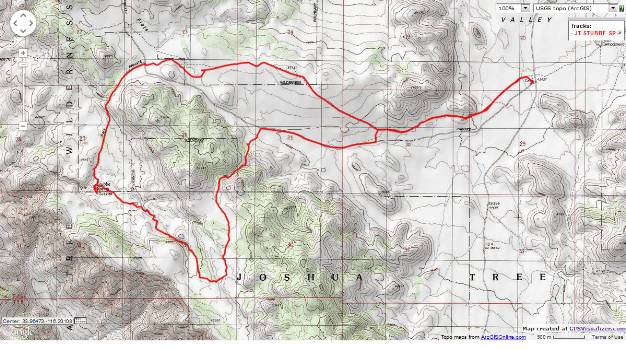 Map - CA: Joshua Tree - Stubbe Spring loop day hike; 2011; 13.6 miles
