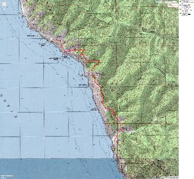 Map - CA: Lost Coast - Mattole Beach to Black Sand Beach; 24 miles