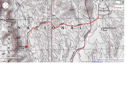 Map - Organ Pipe: Alamo Can - Victoria Mine; 2008; 7 miles