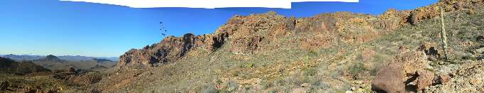 Pano- Bull Pasture and Ajo Mountain Arch (R side)