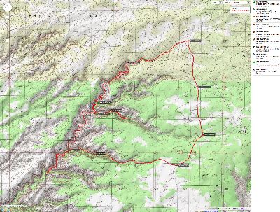 Topo map of our Slickhorn Route; UTM, NAD27 datum; see upper right for waypoints