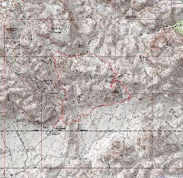 Map - Superstition Wilderness: Miners Needle Loop from Paralta TH; 10 miles