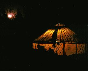 Portneuf Yurt and full moon.